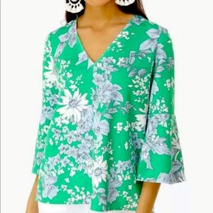 Tuckernuck green blue floral bell sleeve top